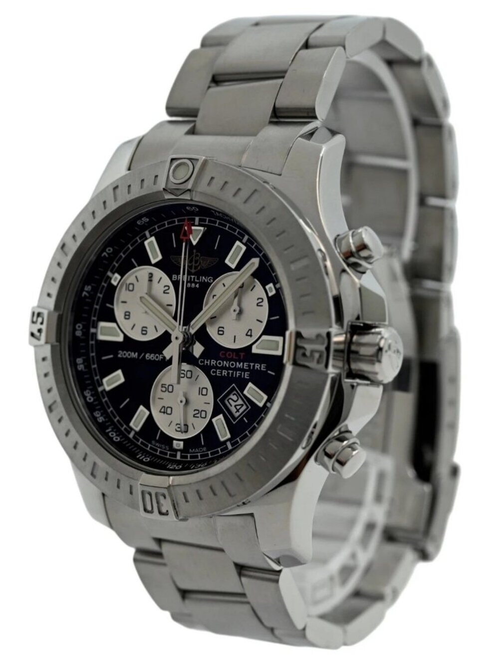 Breitling 44mm Men's Colt Chronometer Chronograph SS Swiss A73388 Watch w/ B+P!